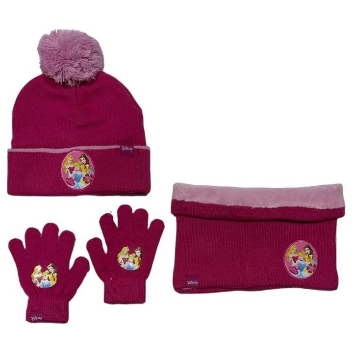 Set 3 pièces Bonnet + Snood + gants Princesse Disney