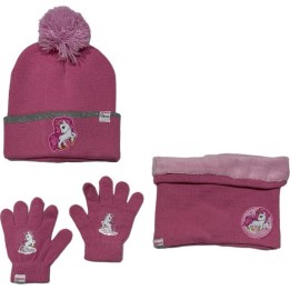 Set 3 pièces Bonnet + Snood + gants Licorne
