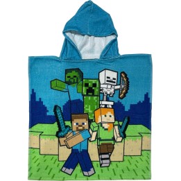 Poncho de bain Minecraft à capuche en coton