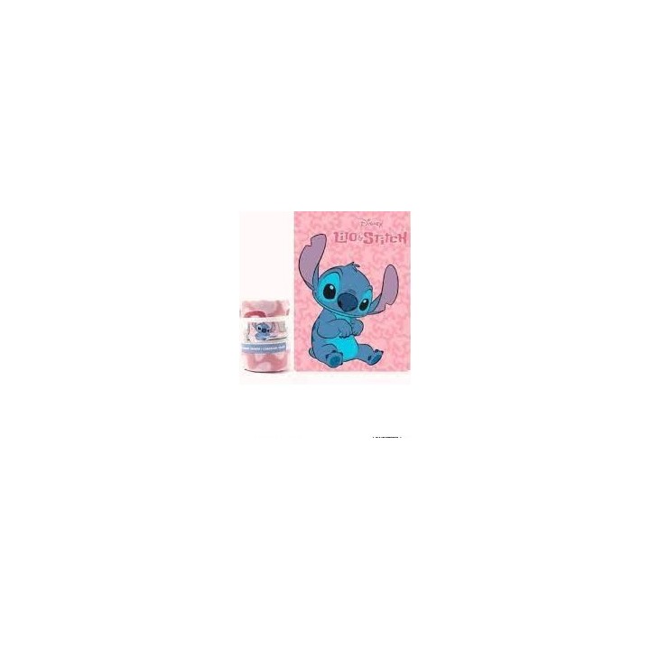 Plaid Polaire Stitch Disney en rose