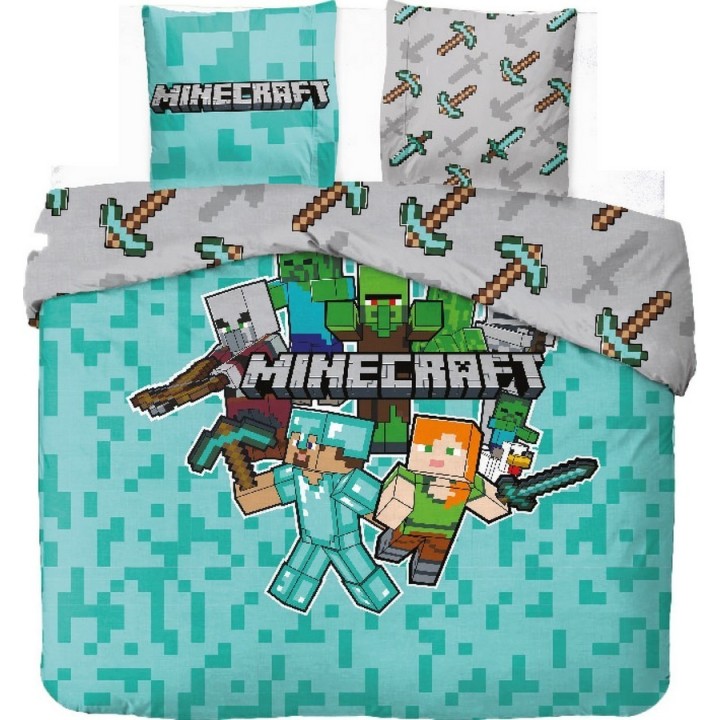 Parure de lit Minecraft 2 Personnes en coton