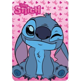 Plaid Polaire Stitch Disney en rose