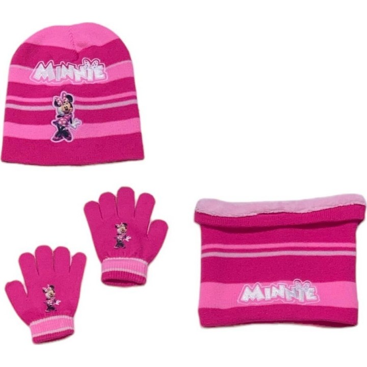 Set 3 pièces Bonnet + Snood + gants Minnie Disney