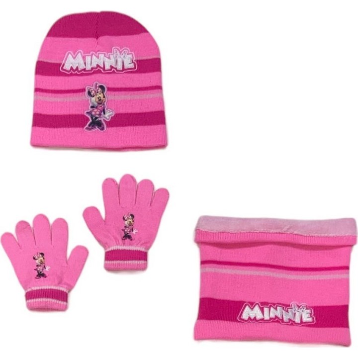 Set 3 pièces Bonnet + Snood + gants Minnie Disney
