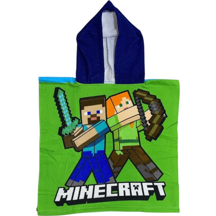 Poncho de bain Minecraft à capuche
