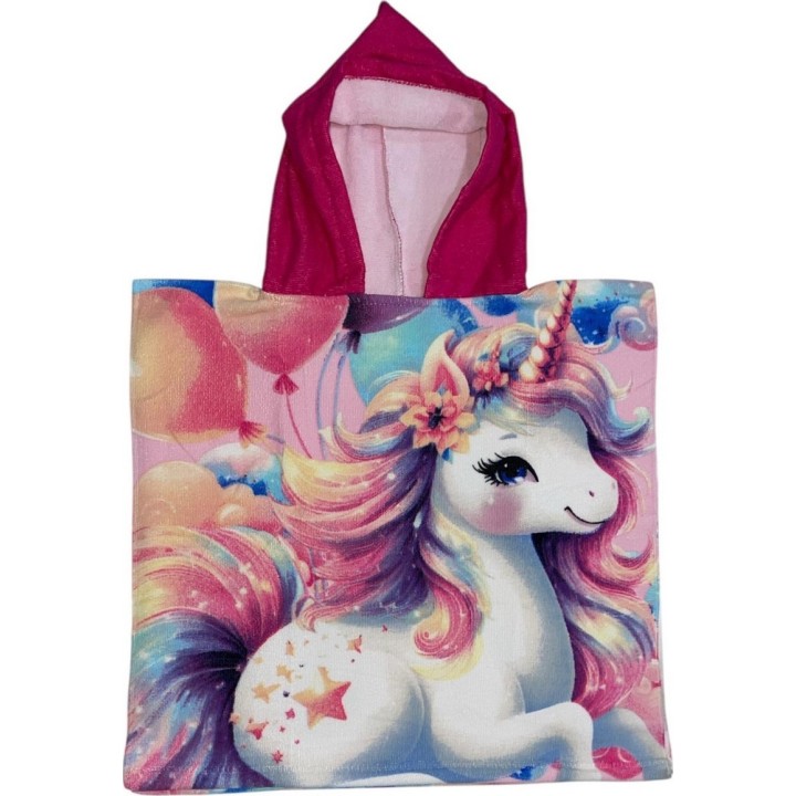 Poncho de bain Licorne à capuche
