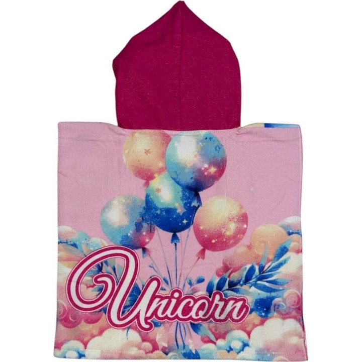 Poncho de bain Licorne à capuche