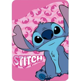 Plaid Polaire Stitch Disney en rose