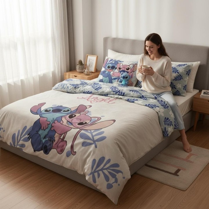 Parure housse de couette Stitch En coton