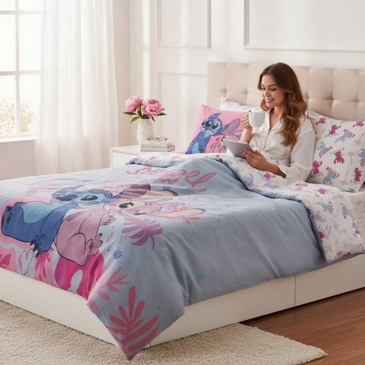 Parure housse de couette Stitch En coton
