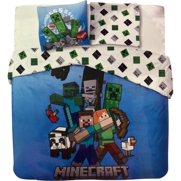 Parure de lit Minecraft 2 Personnes en coton