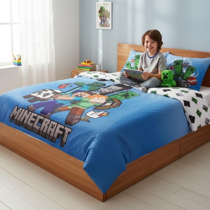 Parure de lit Minecraft 2 Personnes en coton