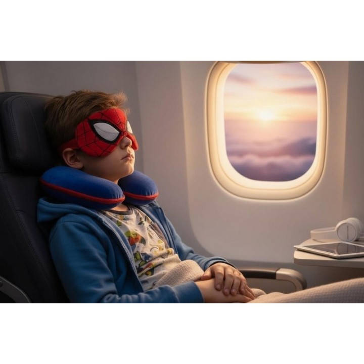 Relaxeazzz Oreiller de voyage en peluche Spiderman & masque de sommeil