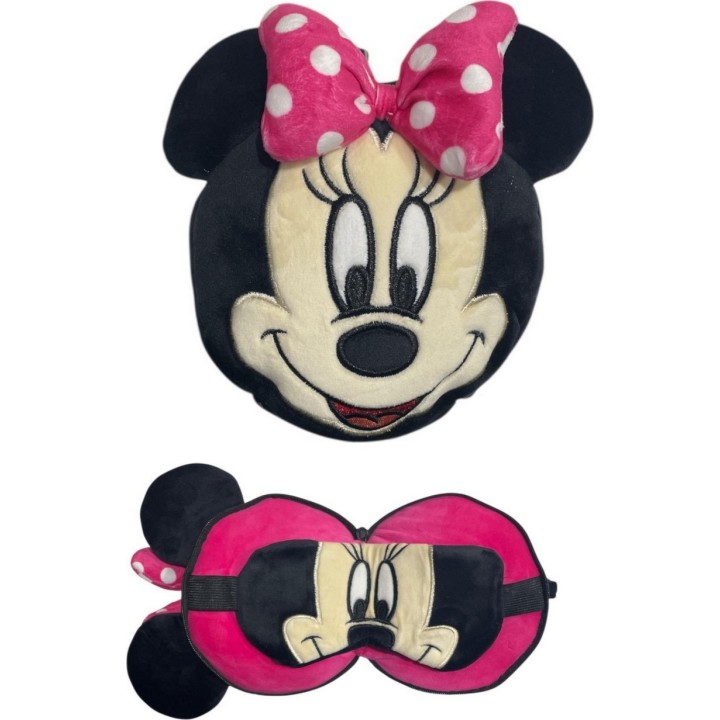 Relaxeazzz Oreiller de voyage en peluche Minnie & masque de sommeil