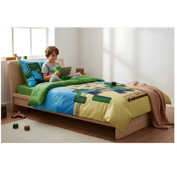 Parure housse de couette Minecraft En coton