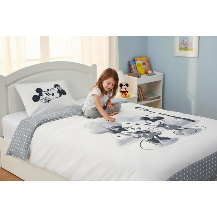 Parure Housse de couette Minnie and Mickey Love en polyester