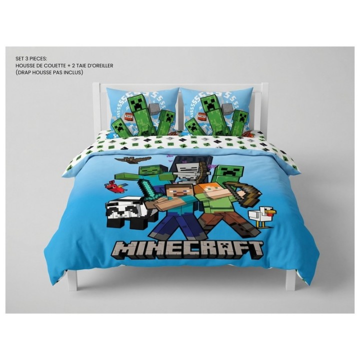 Parure de lit Minecraft 2 Personnes en coton