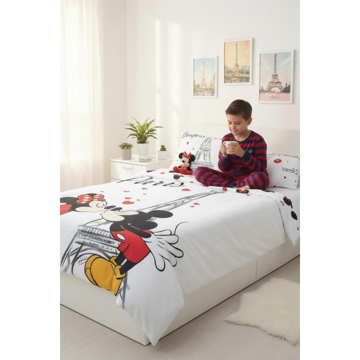 Parure Housse de couette Mickey et Minnie en coton