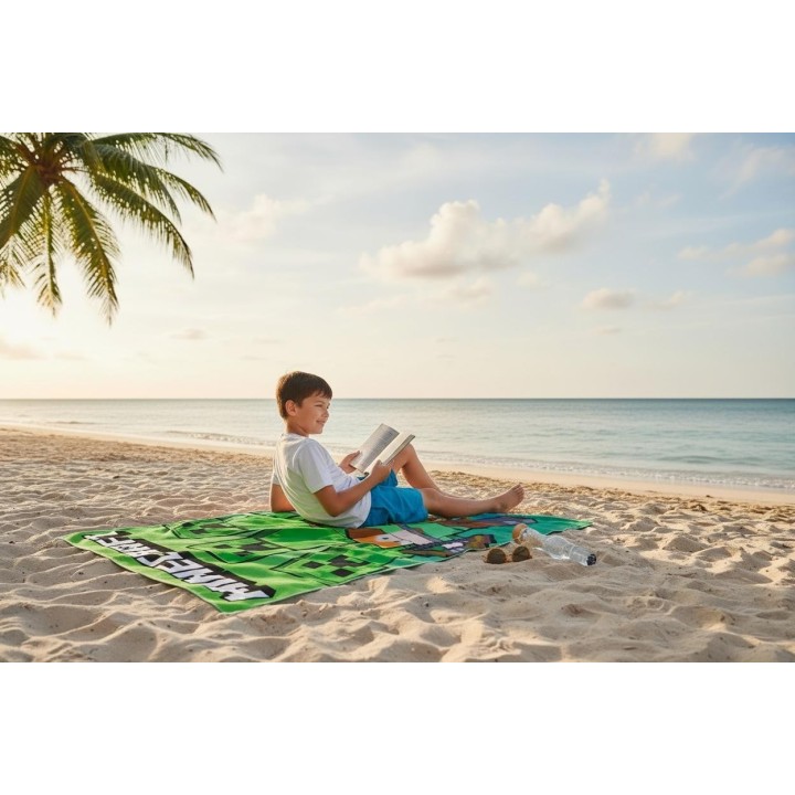 Drap de plage ou Serviette bain Minecraft en coton