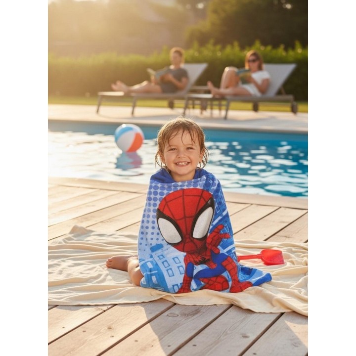 Poncho de bain Spiderman à capuche