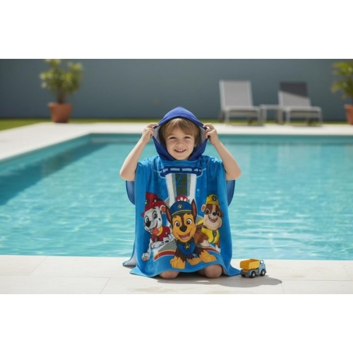 Poncho de bain Paw Patrol à capuche en coton
