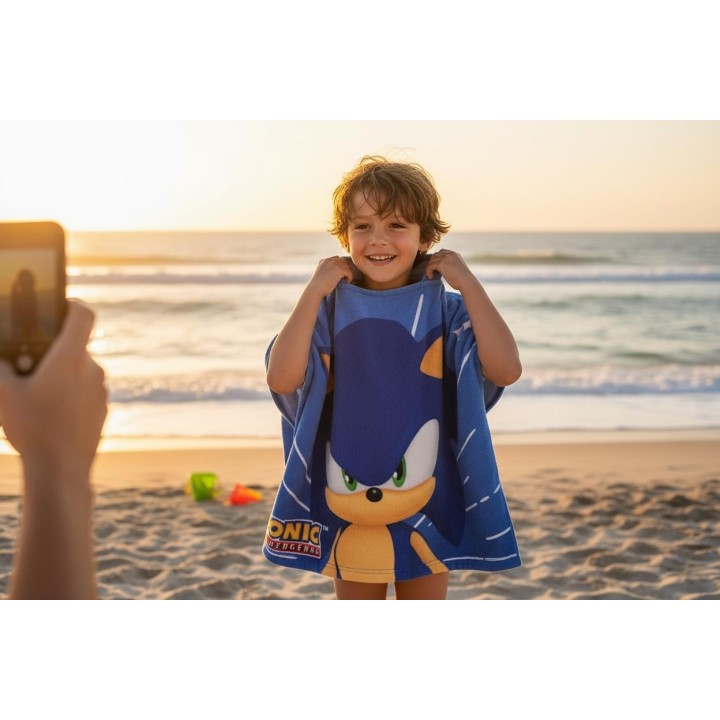 Poncho de bain Sonic a capuche