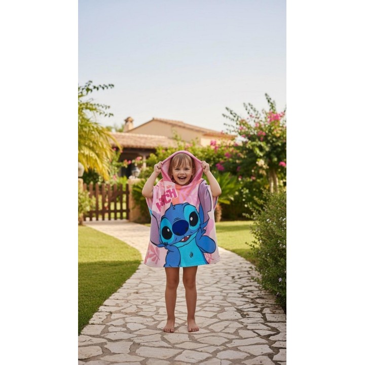 Poncho de bain Stitch Disney  à capuche