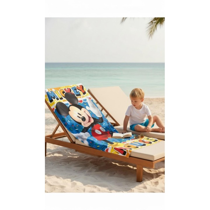 Drap de plage ou drap de bain Mickey en coton