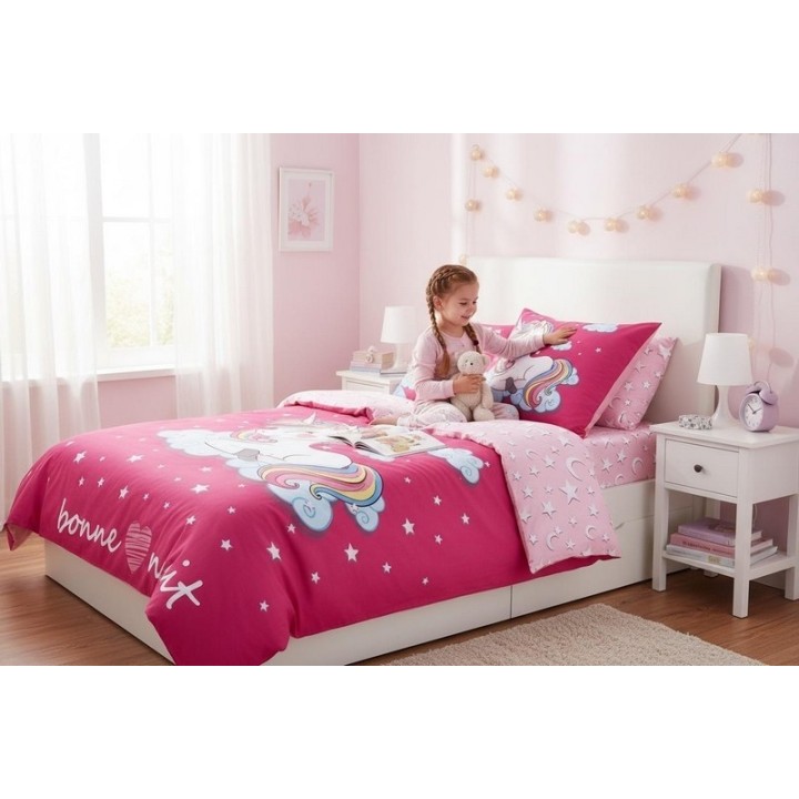 Parure Housse de couette Licorne en Coton