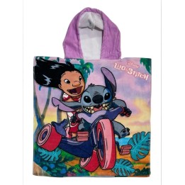 Poncho de bain Stitch Disney à capuche en coton