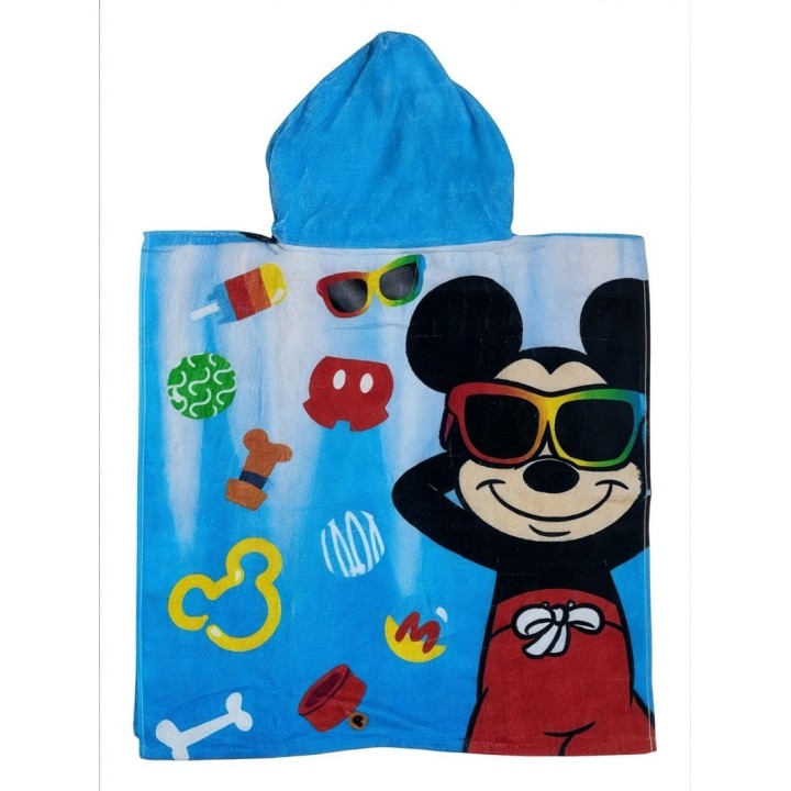 Poncho de bain Mickey Disney à capuche en coton