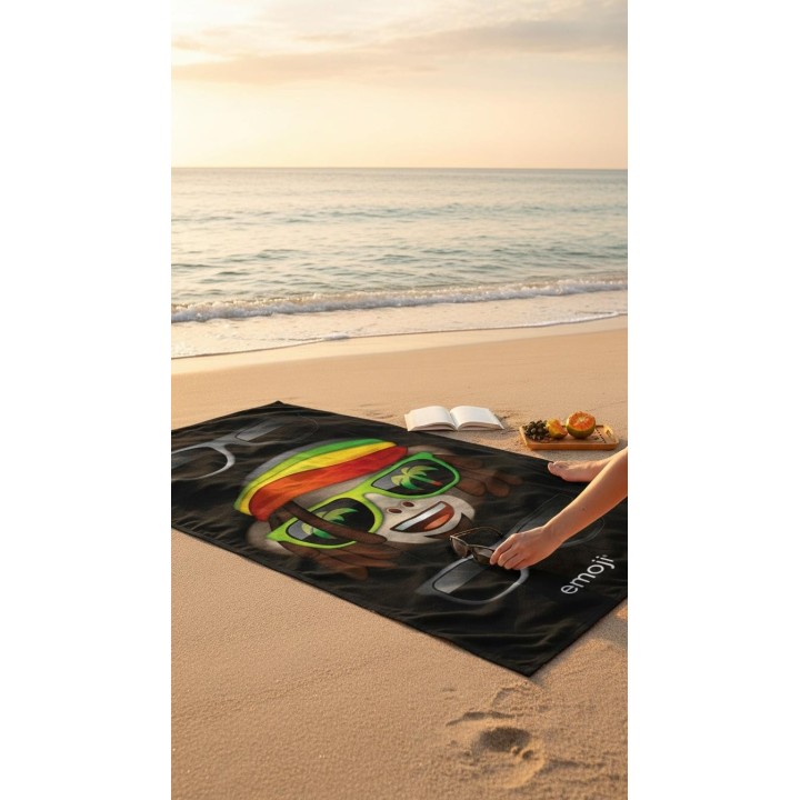 Serviette de Plage Emoji en noir