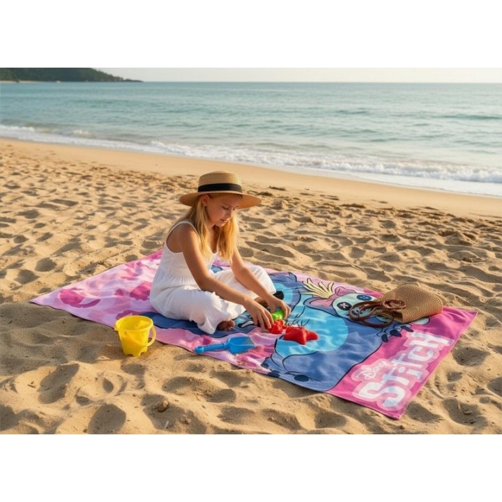 Drap de plage ou drap de bain Stitch Disney en coton