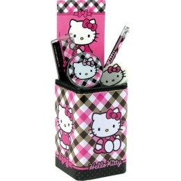 HELLO KITTY POT A CRAYONS + FOURNITURES SCOLAIRES