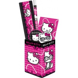 HELLO KITTY POT A CRAYONS + FOURNITURES SCOLAIRES