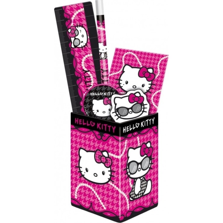 HELLO KITTY POT A CRAYONS + FOURNITURES SCOLAIRES