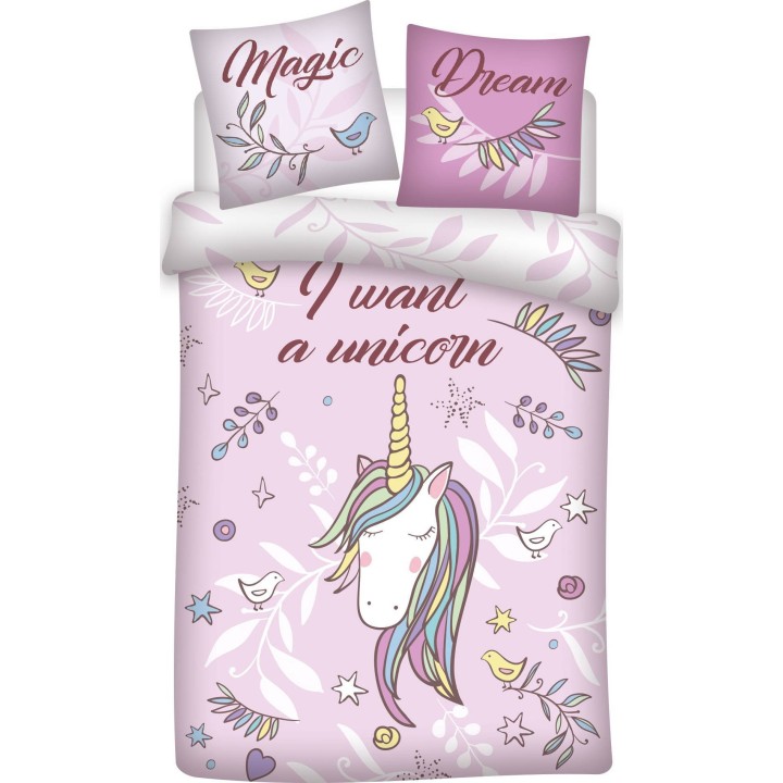 Parure housse de couette Licorne