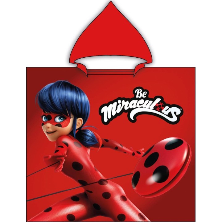 Poncho de bain Miraculous à capuche en coton