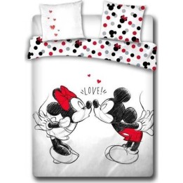 Parure Housse de couette Minnie and Mickey Love en coton