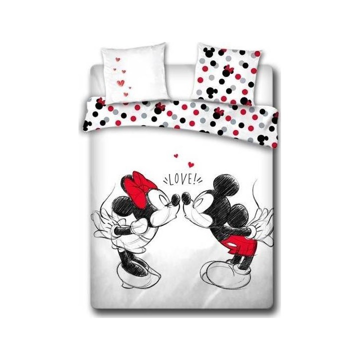 Parure Housse de couette Minnie and Mickey Love en coton