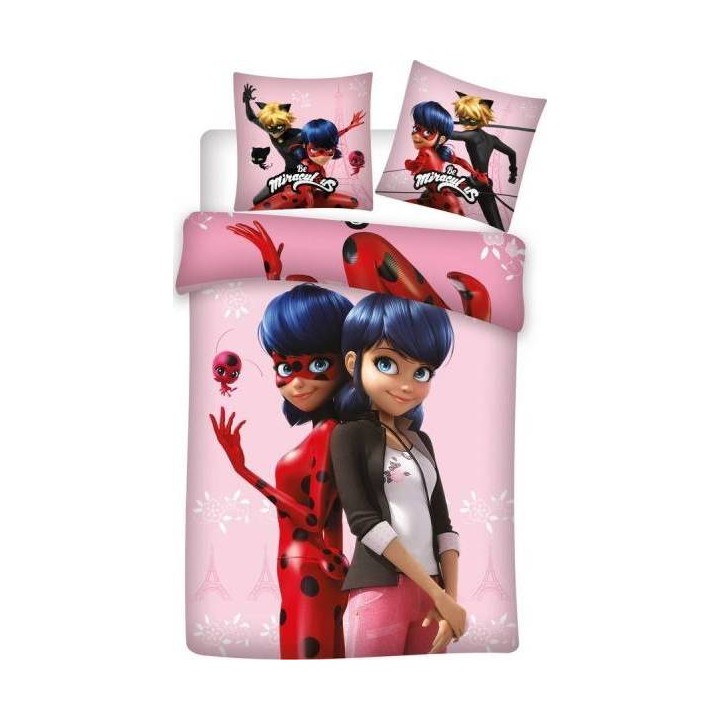 Housse de couette Miraculous en Coton en rose