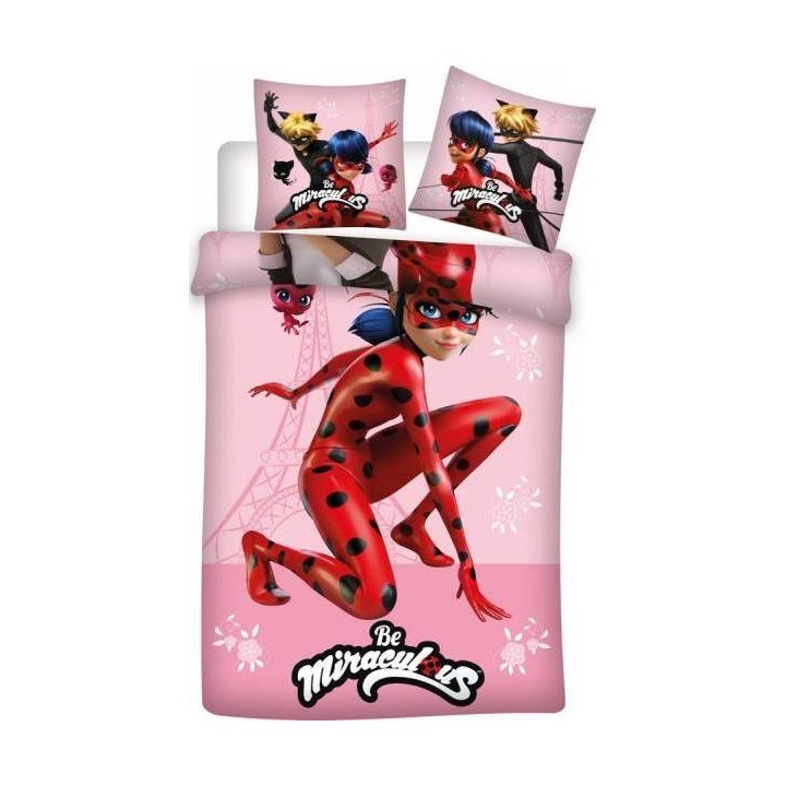 Housse de couette Miraculous en Coton en rose