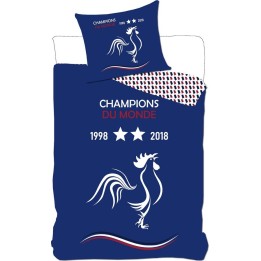 Housse de couette football France avec 2 étoiles en 1998 et 2018