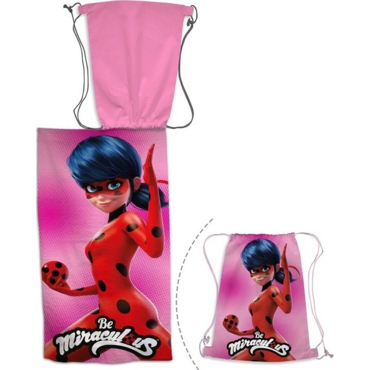 Drap de plage ou drap de bain Miraculous - LadyBug avec  sac de Piscine